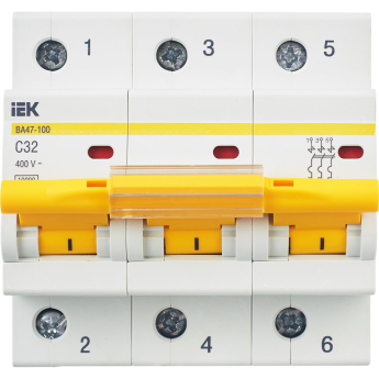 Автоматический выключатель IEK ВА47-100 3Р 32А 10кА С - MVA40-3-032-C
