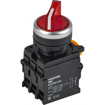 Переключатель с подсветкой IEK MASTER MI-SW60-11XD-3-14-2-K04 на 2 положения 1NO+1NC красный