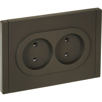 Розетка 2-местная IEK FORTEPIANO без заземления, без защитных шторок, безвинтовое крепление, 10А FP326 серый FP-R20-10-1-K03