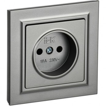 Розетка IEK BRITE РСР10-1-0-БрС 10А без заземляющего контакта и шторок, сталь BR-R10-10-K46-F Розетка IEK BRITE РСР10-1-0-БрС 10А без заземляющего контакта и шторок, сталь BR-R10-10-K46-F