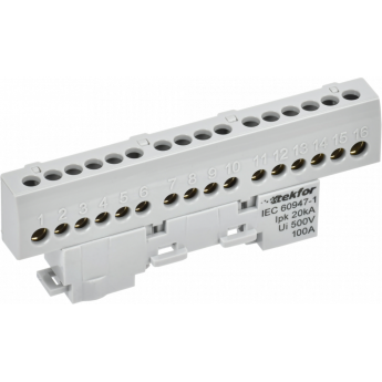 Шина L "фаза" IEK TF-NN10-16-KL-K03 TEKFOR изолированная на универсальном держателе 6х9-16-Ср