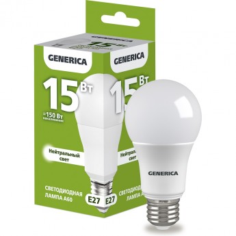 Светодиодная лампа IEK GENERICA A60 груша 15Вт 230В 4000К E2