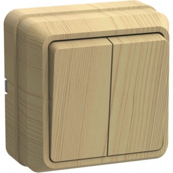 Выключатель 2-клавишный для открытой установки IEK ОКТАВА ВС20-2-0-ОС 10А сосна - EVO20-K03-10-DC